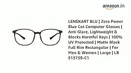 Buy LENSKART BLU | Zero Power Blue Cut Computer Glasses | Anti